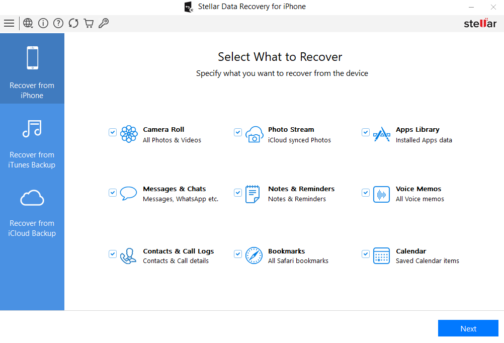 Select What To Recover